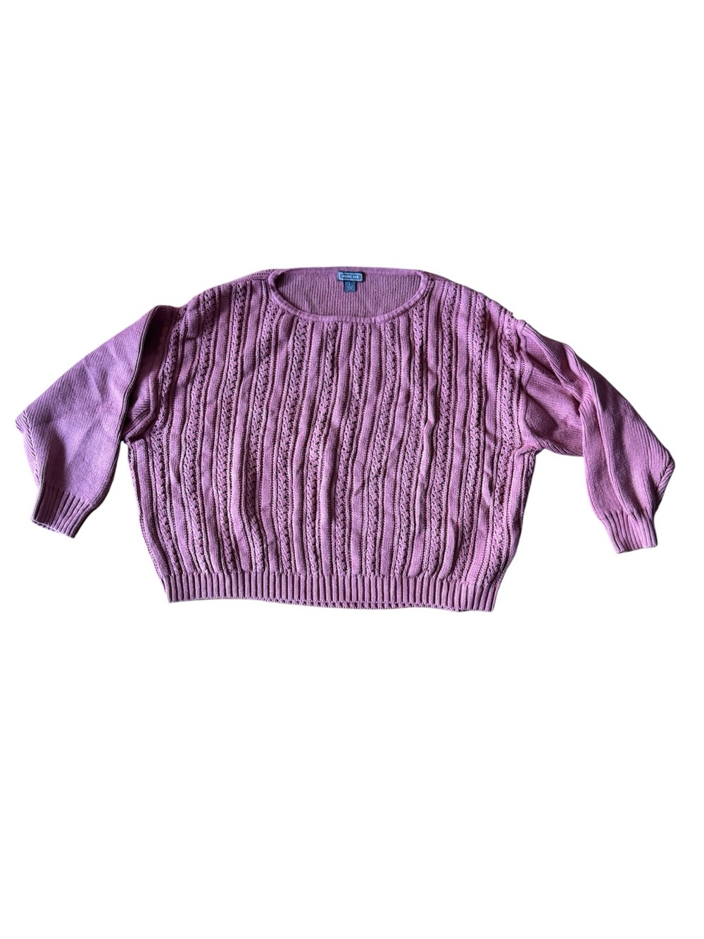 Point Sur J. Crew Large Cotton Knit Pointelle Pullover Sweater